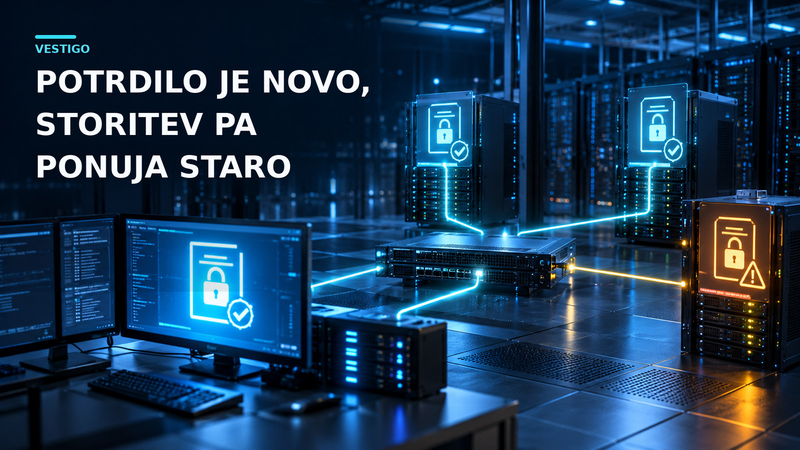 Prikaz obnovljenih TLS-potrdil v upravljavski infrastrukturi in opozorila na enem izmed produkcijskih vozlišč.