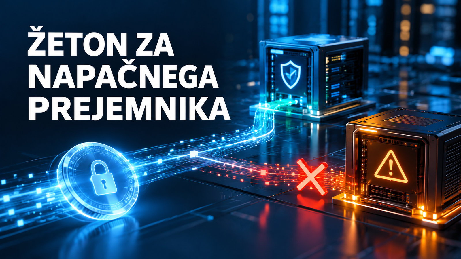 ŽETON ZA NAPAČNEGA PREJEMNIKA – shematska ponazoritev pravilno naslovljenega in zavrnjenega dostopnega žetona.